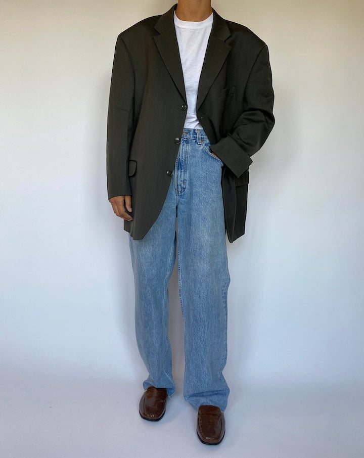 VINTAGE DARK GREEN WOOL BLAZER 1482