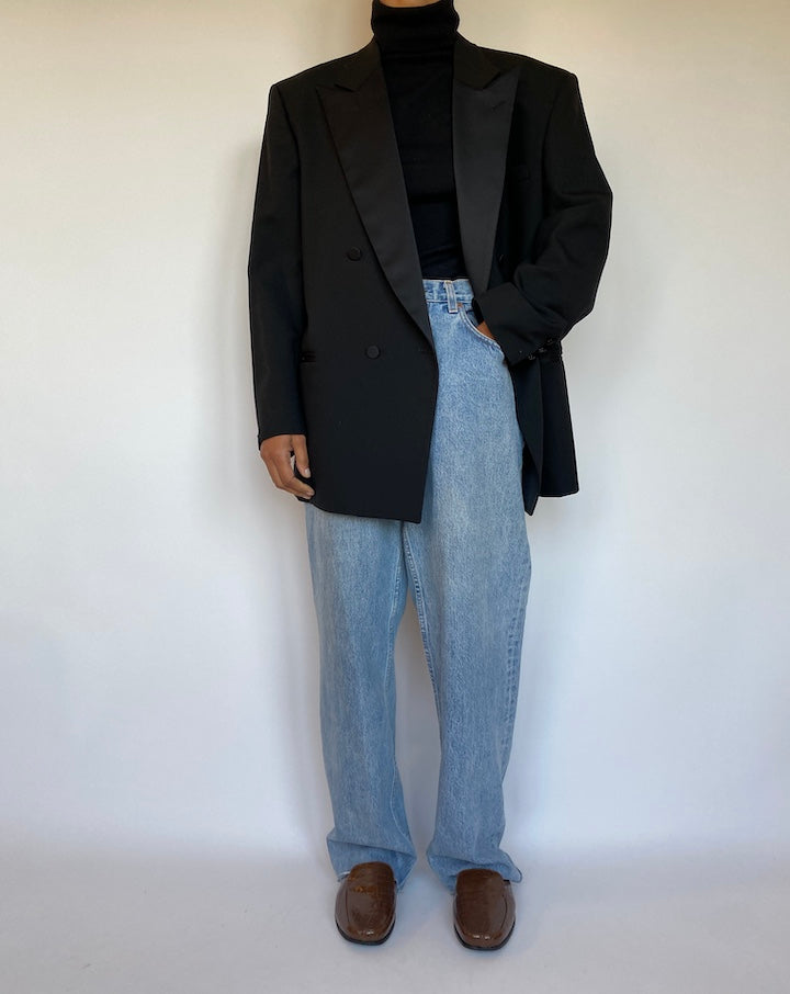 VINTAGE DOUBLE BREASTED BLACK BLAZER 1661