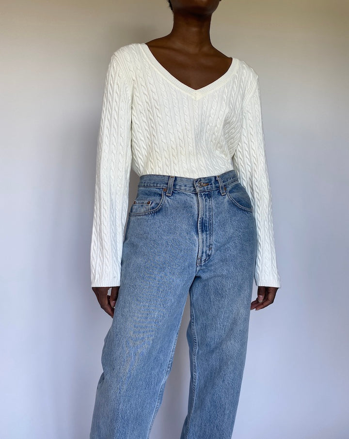 VINTAGE LONG SLEEVE V-NECK TOP 3590