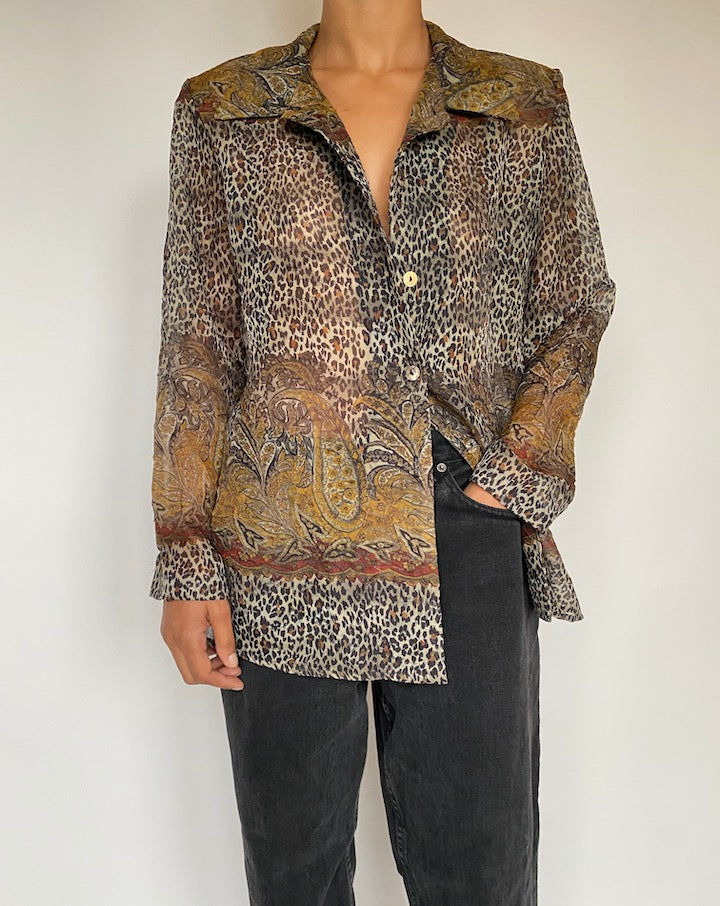 VINTAGE OVERSIZED ANIMAL PRINTED BLOUSE 1615