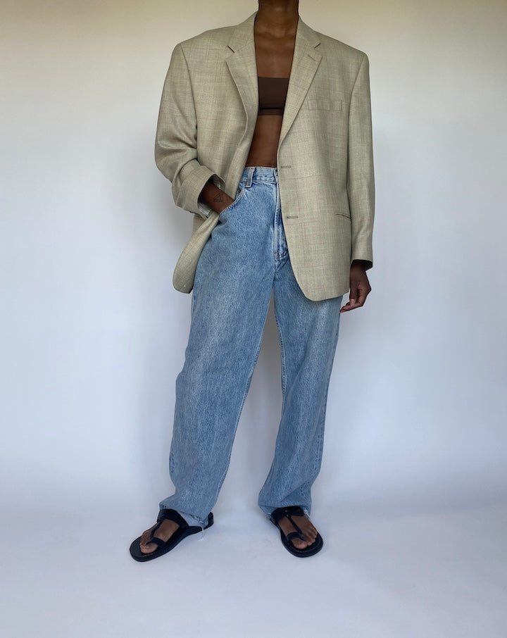 VINTAGE OVERSIZED BEIGE CALVIN KLEIN BLAZER 3564