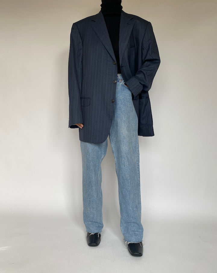 VINTAGE OVERSIZED BLUE STRIPED BLAZER 1756