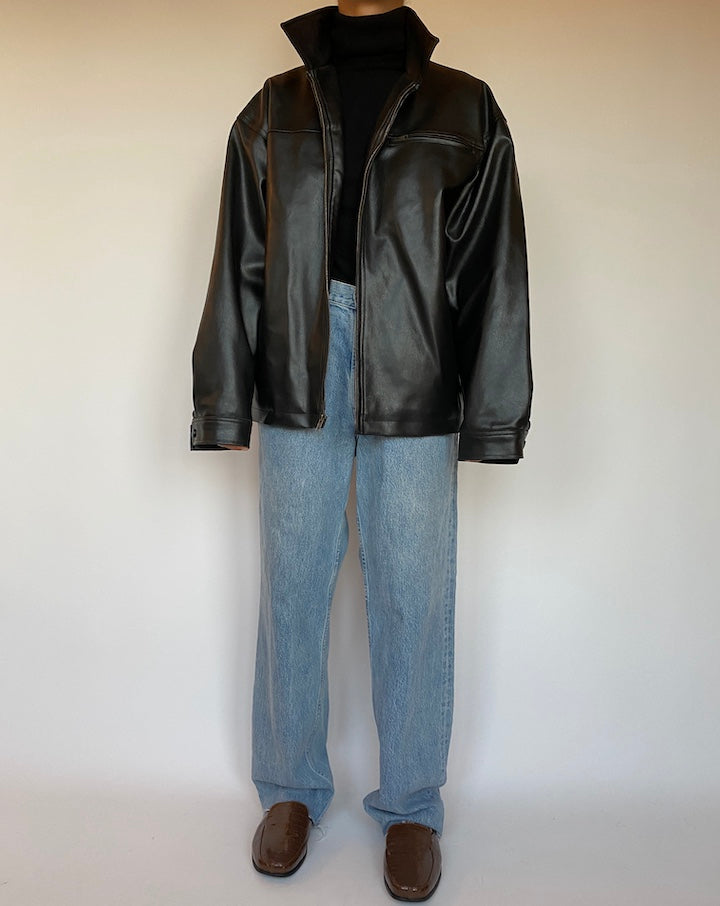 VINTAGE OVERSIZED FAUX LEATHER JACKET 1645