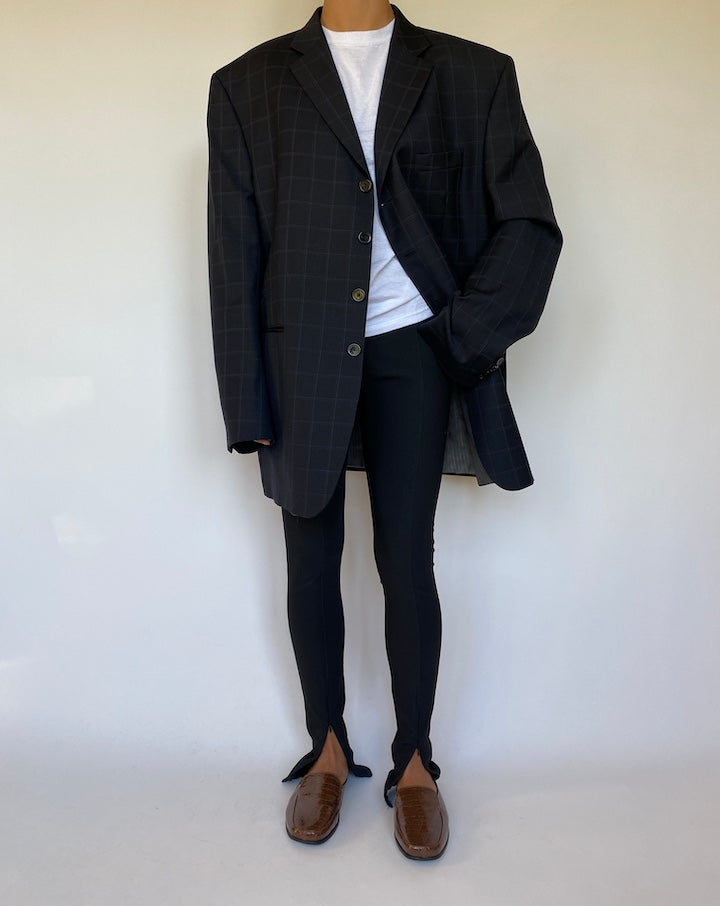 VINTAGE OVERSIZED NAVY CHECKED BLAZER 1570