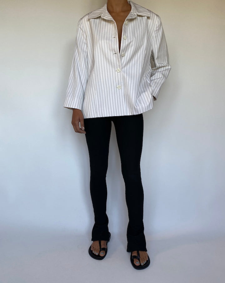 VINTAGE OVERSIZED STRIPED WHITE BLAZER 1551