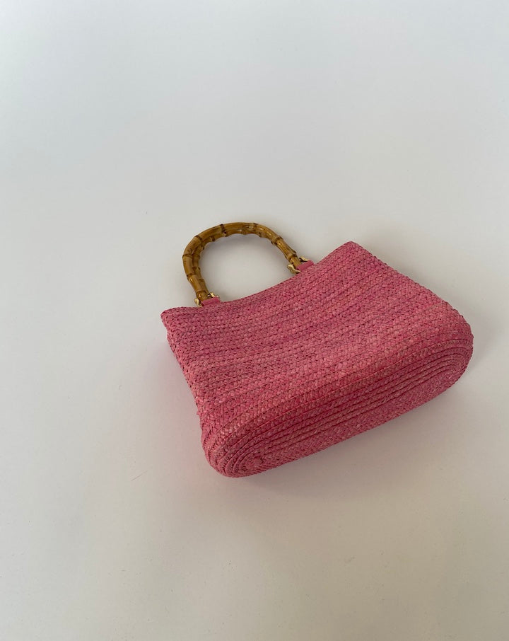 VINTAGE PINK BASKED BAG