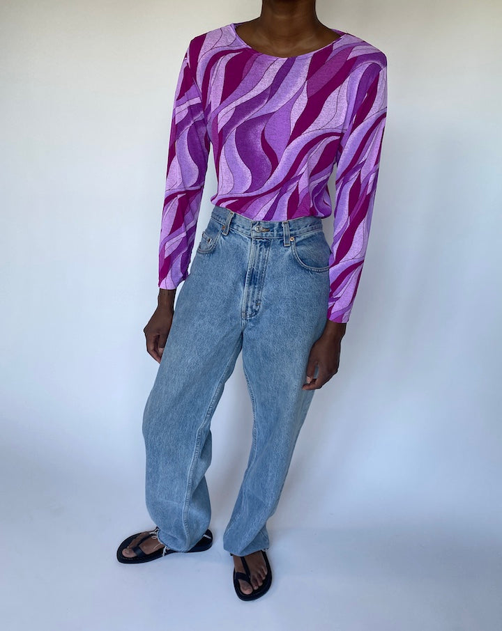 VINTAGE PURPLE LONG SLEEVE TOP 3539