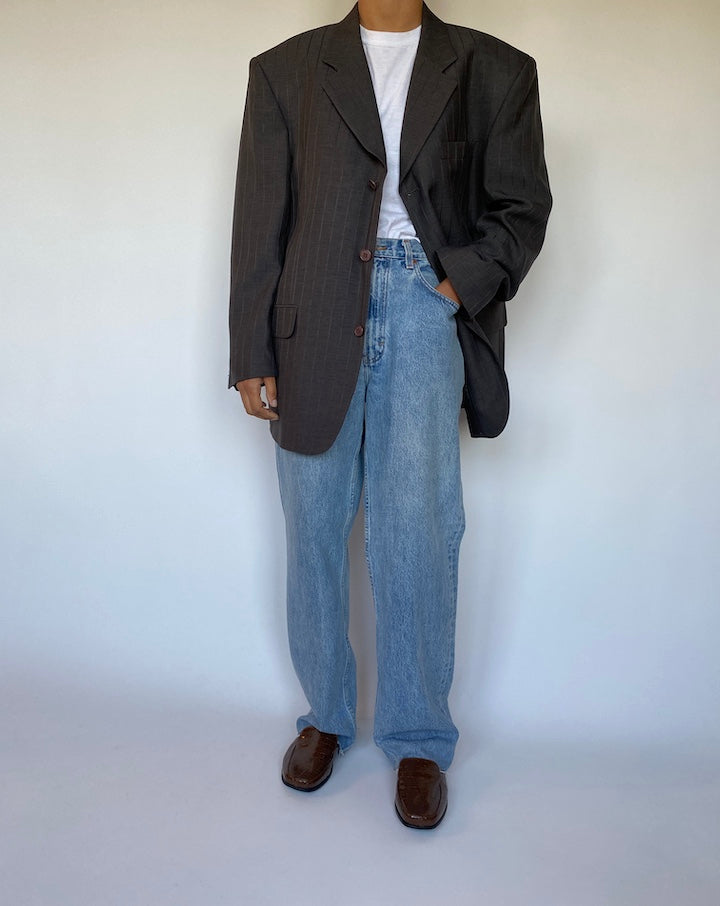 VINTAGE SINGLE BREASTED STRIPED BLAZER 1484