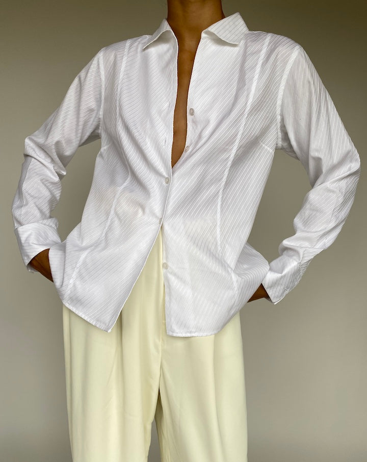VINTAGE STRIPED WHITE SHIRT 1043