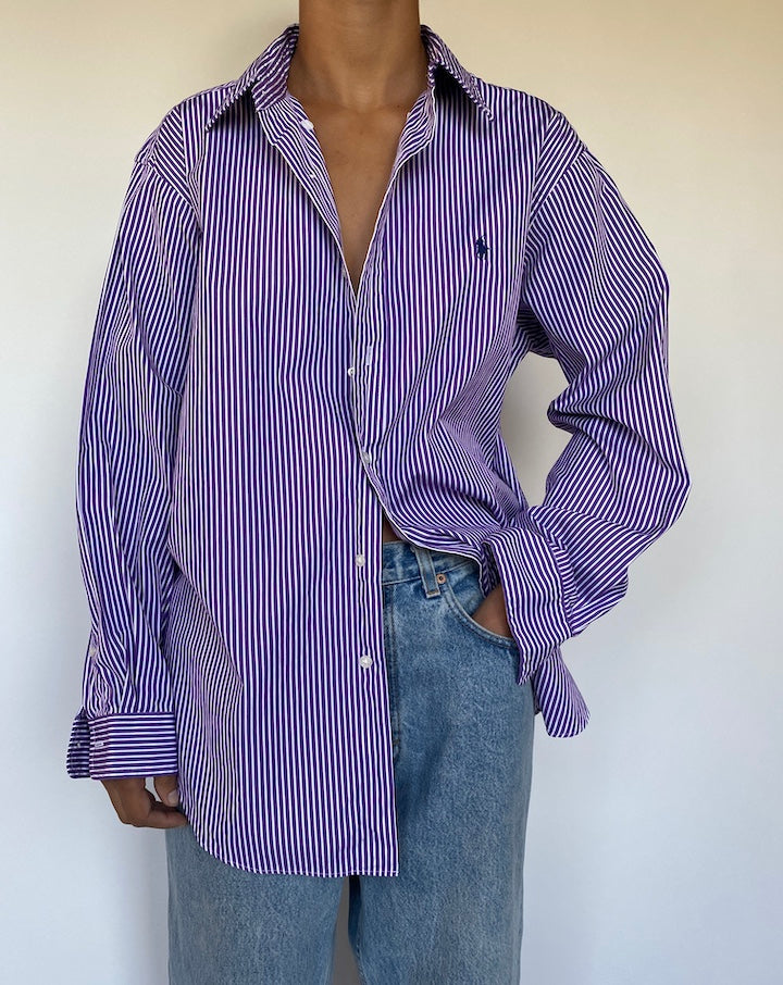 VINTAGE STRIPED PURPLE RALPH LAUREN SHIRT