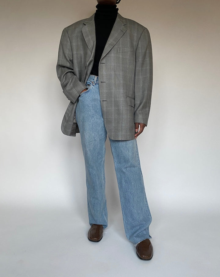 VINTAGE WOOL AND SILK BLAZER IN GREY