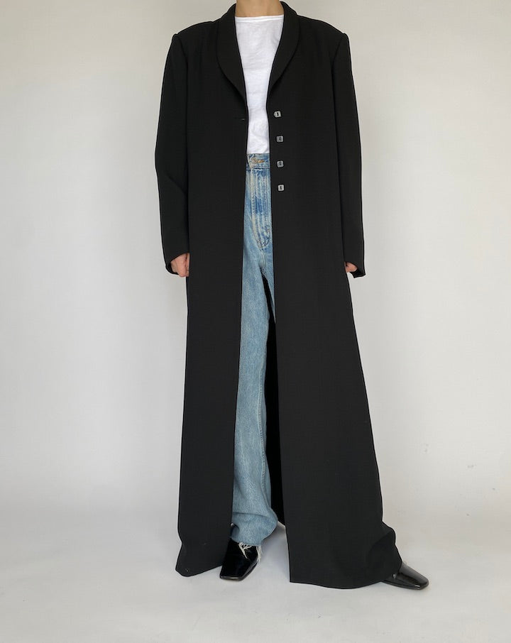 VINTAGE LONG BLACK COAT 4844