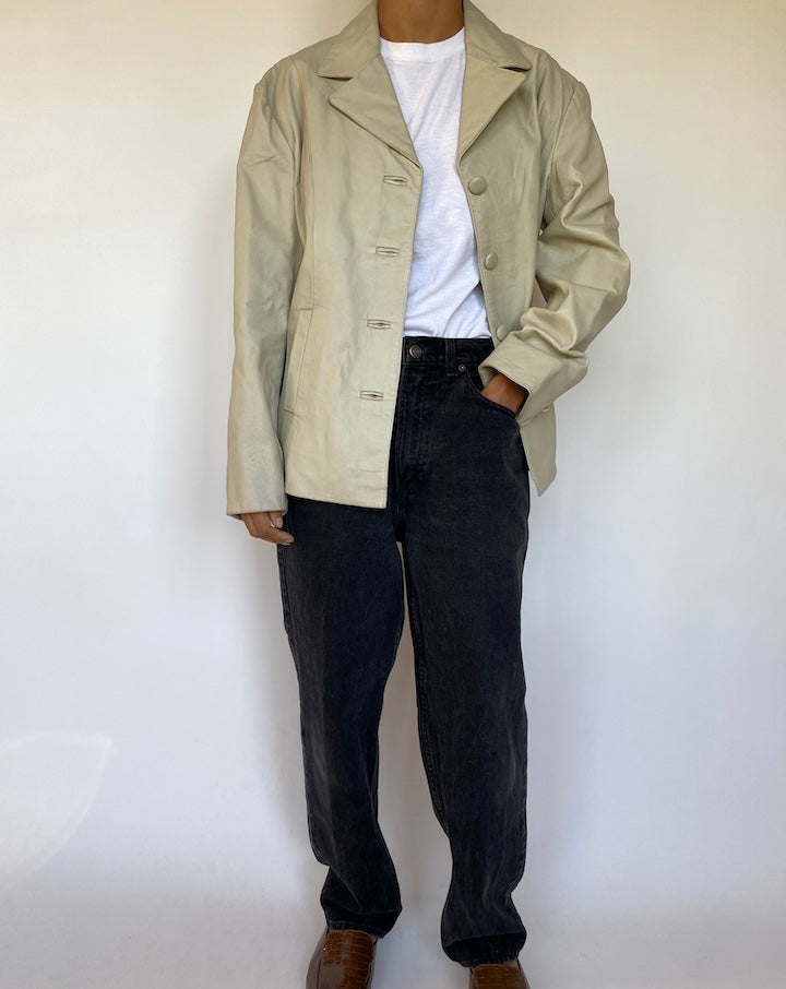 LIGHT BEIGE LEATHER JACKET 1512