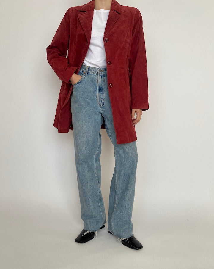 VINTAGE RED SUEDE LEATHER JACKET 4288