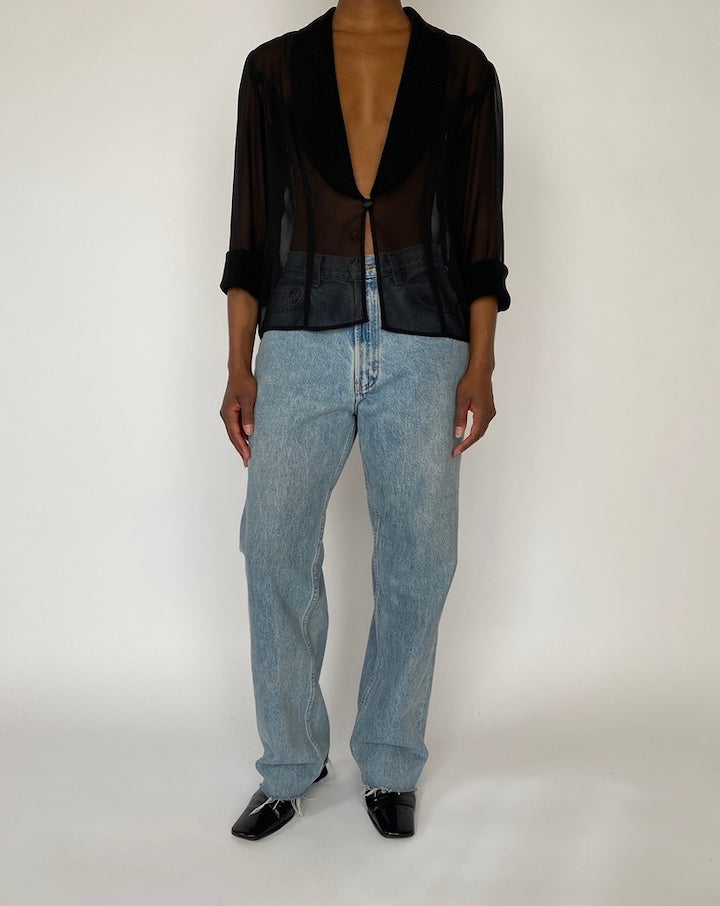 VINTAGE BLACK SEE-THROUGH TOP 4563