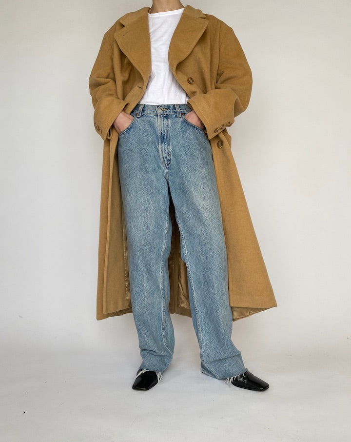 VINTAGE OVERSIZED CAMEL COLORED LONG COAT 4850