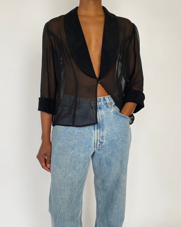 VINTAGE BLACK SEE-THROUGH TOP 4563