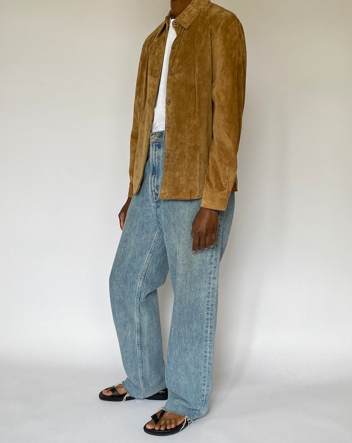 VINTAGE BEIGE SUEDE LEATHER JACKET 5056