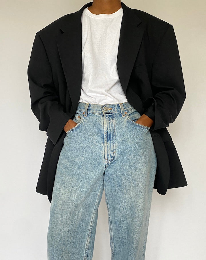 VINTAGE BLACK WOOL BLAZER 5036