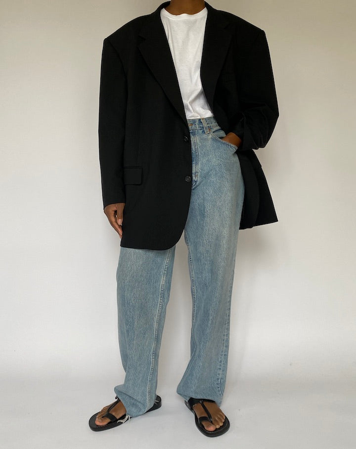 VINTAGE BLACK WOOL BLAZER 5036
