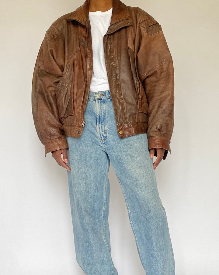 VINTAGE BROWN LEATHER JACKET 5029
