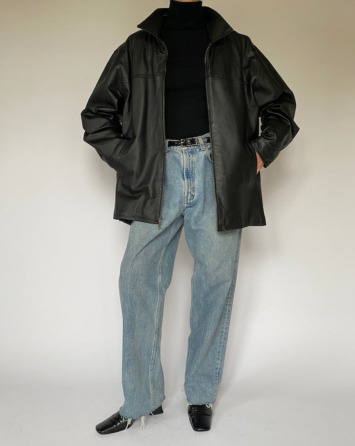 Vintage Black Leather Jacket 5216