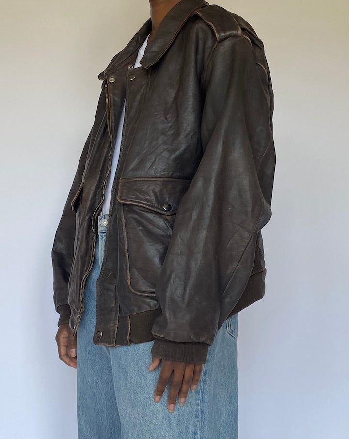 VINTAGE BROWN LEATHER JACKET 4977