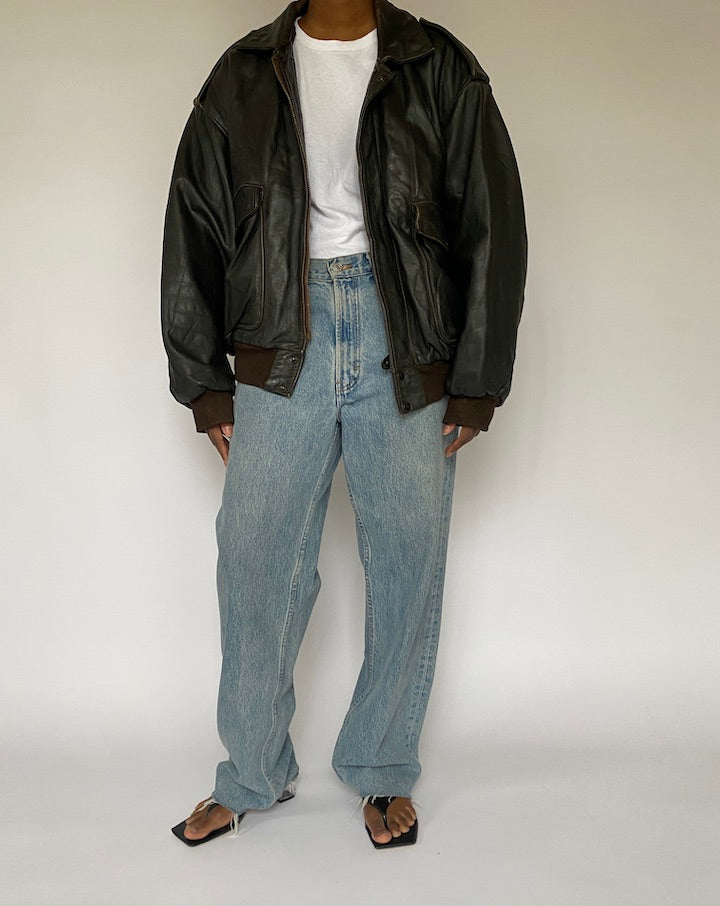 Vintage Brown Leather Jacket 5008