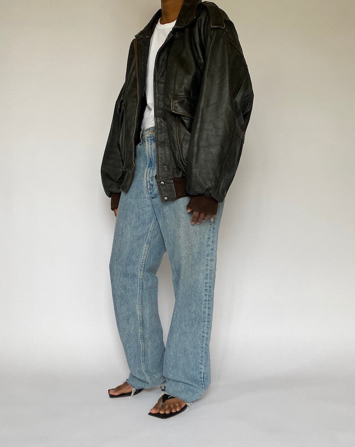 Vintage Brown Leather Jacket 5008