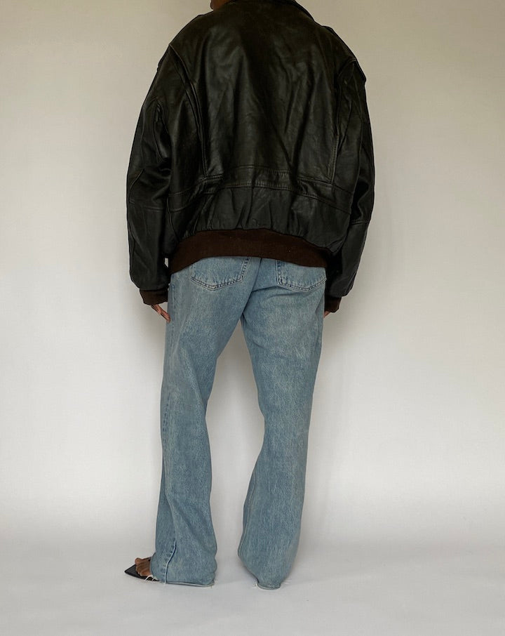 Vintage Brown Leather Jacket 5008