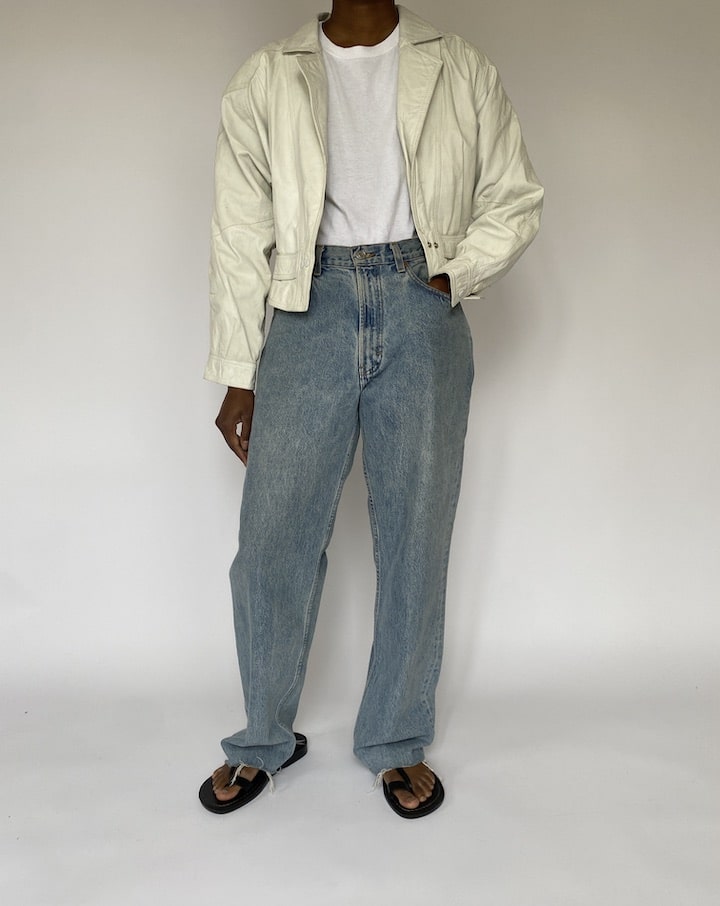 VINTAGE WHITE LEATHER JACKET 5082