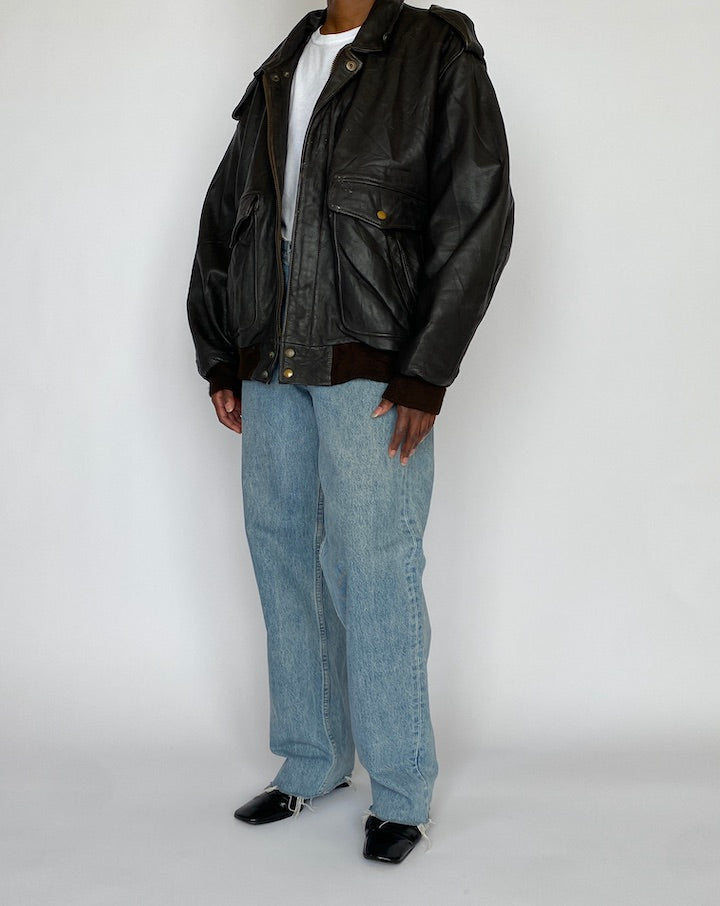 VINTAGE DARK BROWN LEATHER JACKET 5021
