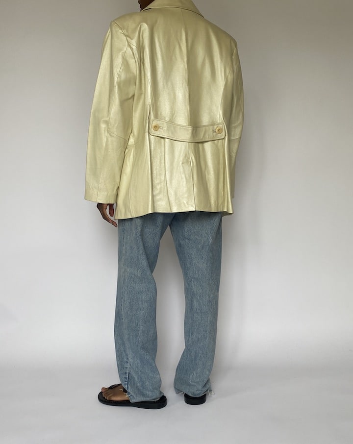 VINTAGE CREAM LEATHER JACKET 4369