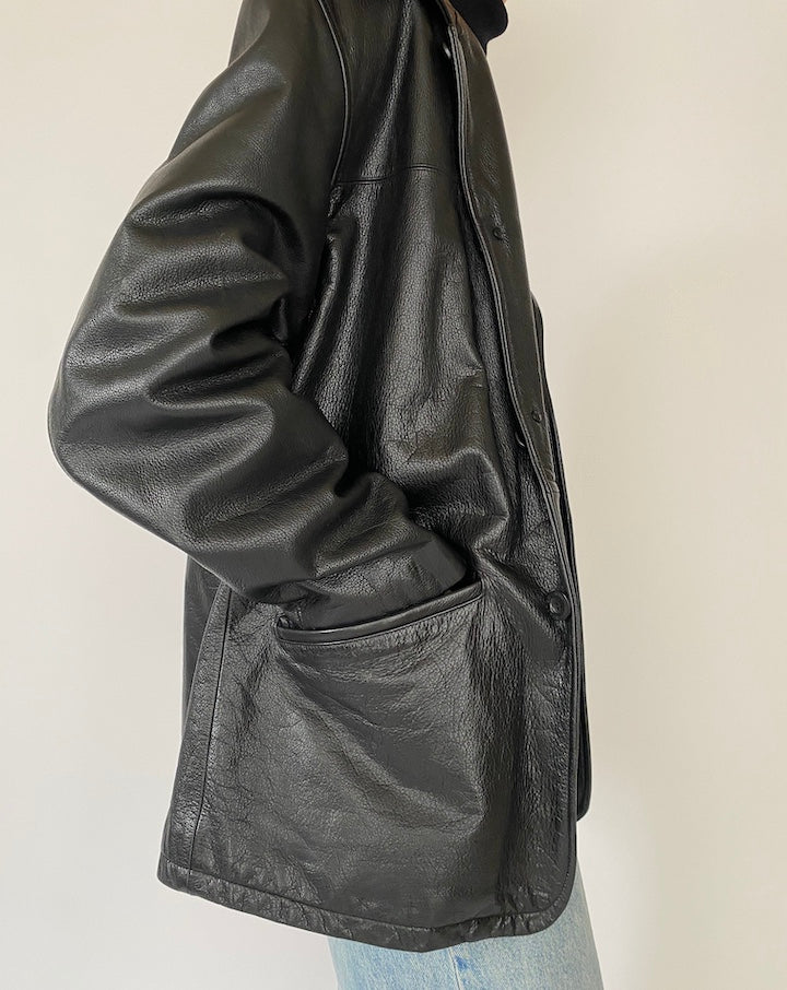 Vintage Black Leather Jacket 5213
