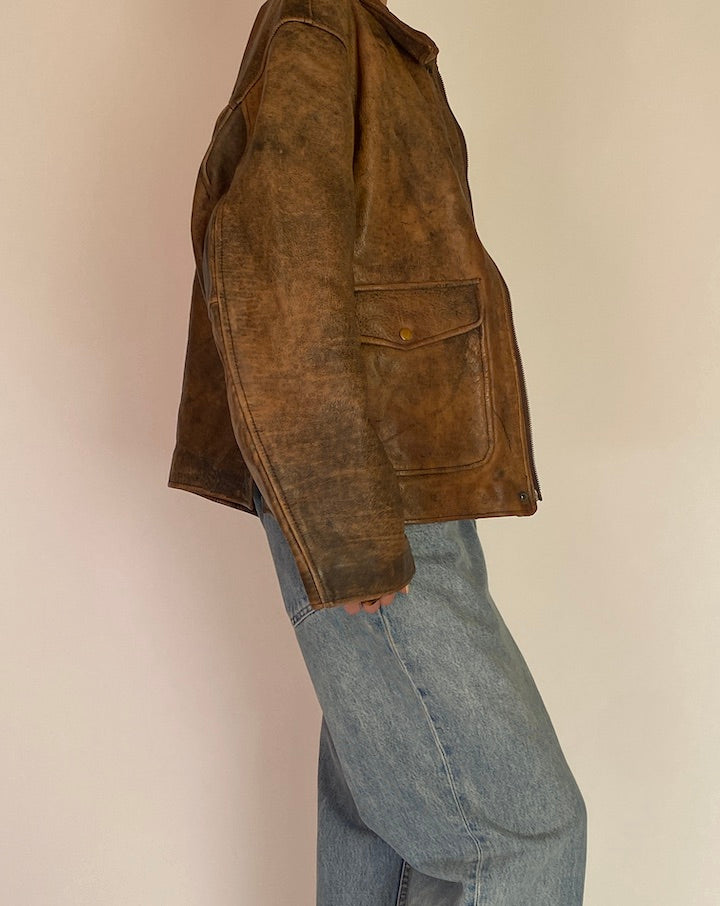 VINTAGE BROWN LEATHER JACKET 5211