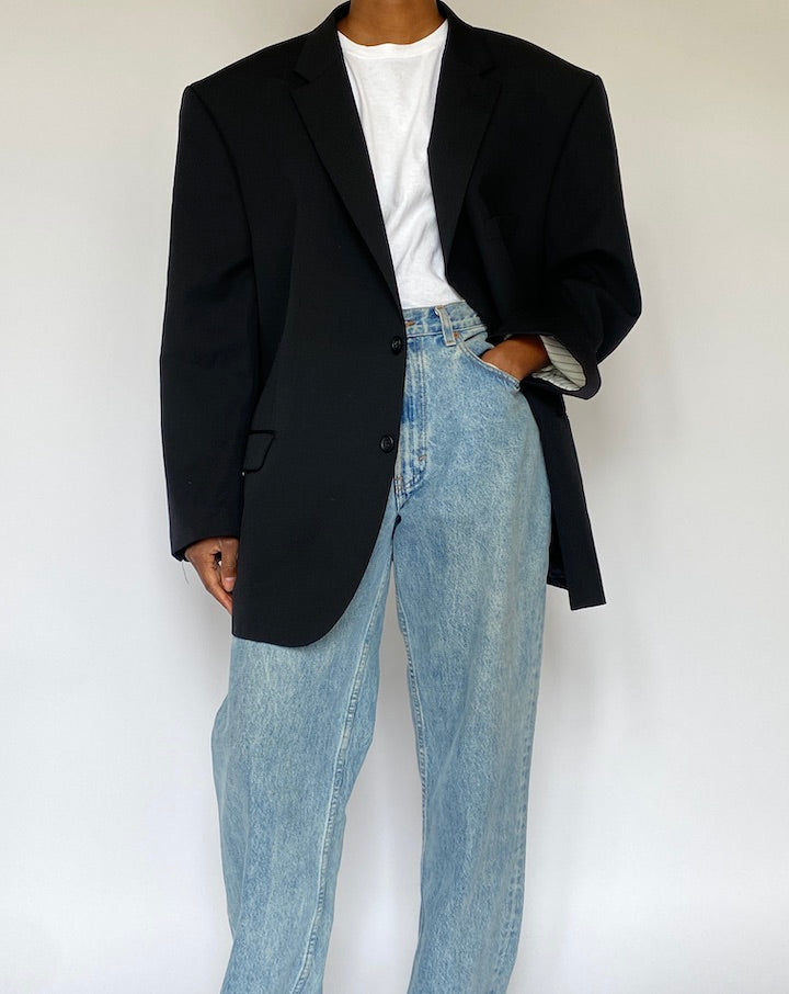 VINTAGE BLACK WOOL BLAZER 5059