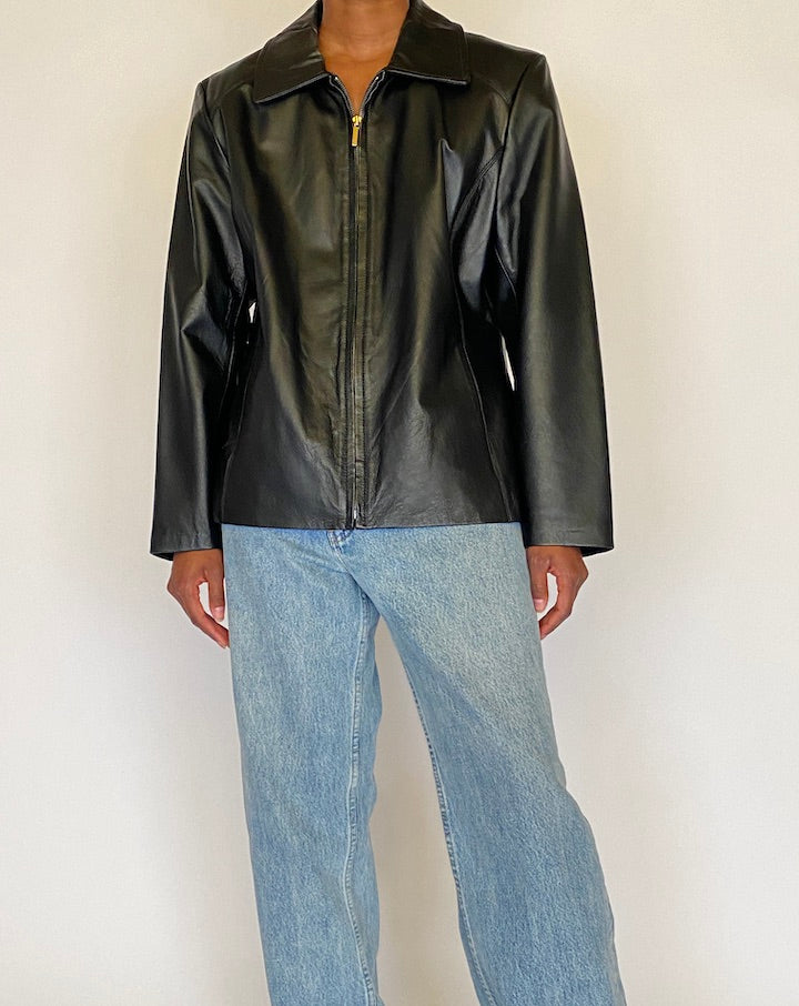 VINTAGE BLACK LEATHER JACKET 4465