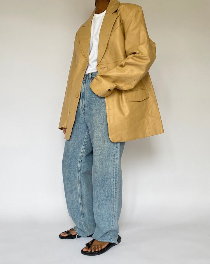 VINTAGE BEIGE LEATHER JACKET 5079