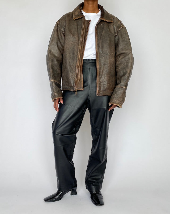 VINTAGE BROWN LEATHER JACKET 0000