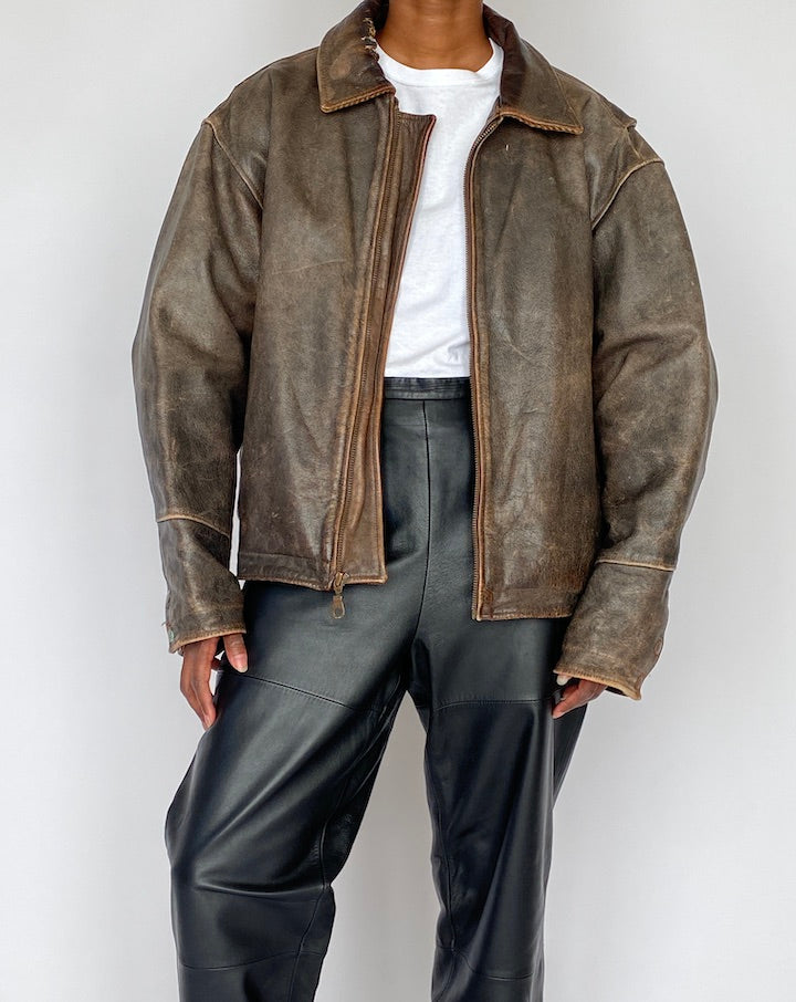 VINTAGE BROWN LEATHER JACKET 0000