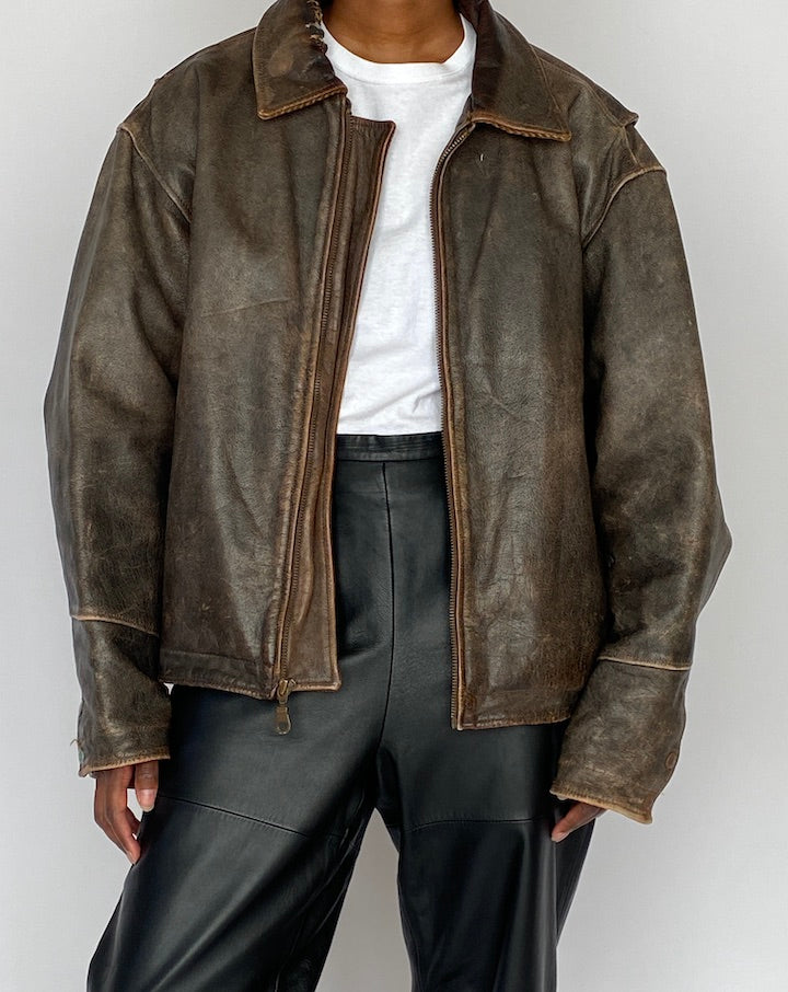 VINTAGE BROWN LEATHER JACKET 0000