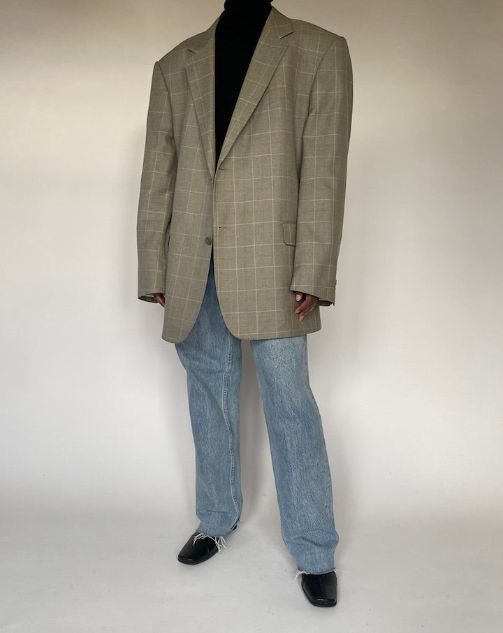 VINTAGE BEIGE CHECKED BLAZER 4389