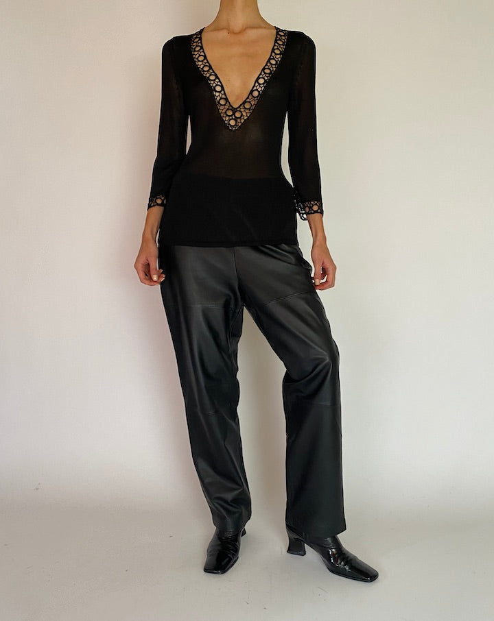 Vintage Black Knit Top 5232
