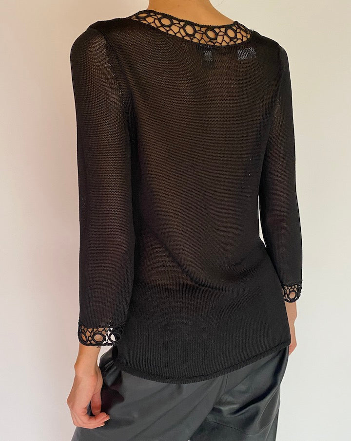 Vintage Black Knit Top 5232