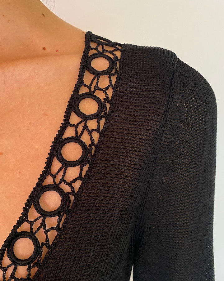 Vintage Black Knit Top 5232