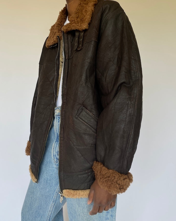VINTAGE BROWN LEATHER JACKET 4949