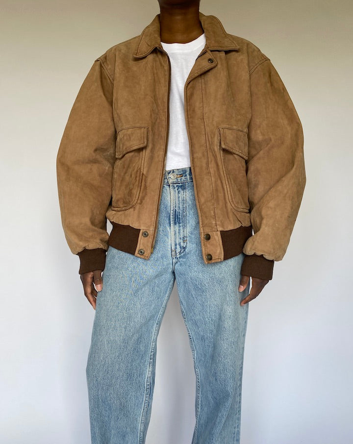 VINTAGE LIGHT BEIGE LEATHER JACKET 4940