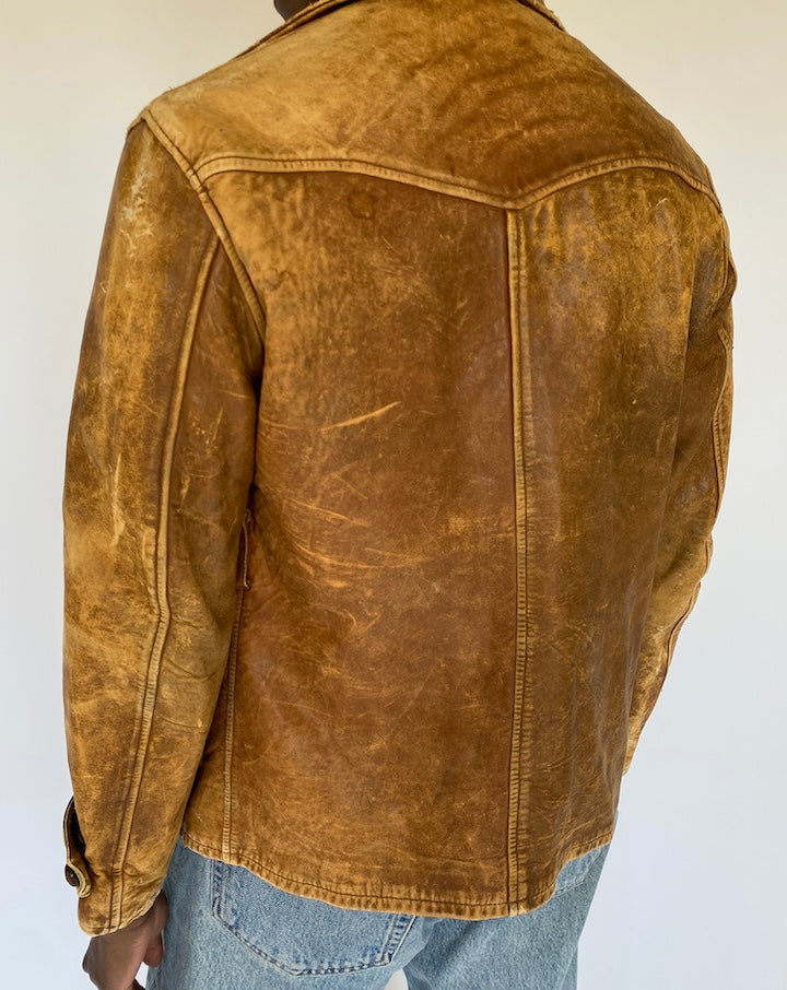 VINTAGE BEIGE LEATHER JACKET 4996