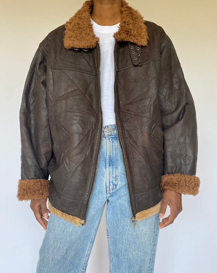 VINTAGE BROWN LEATHER JACKET 4949