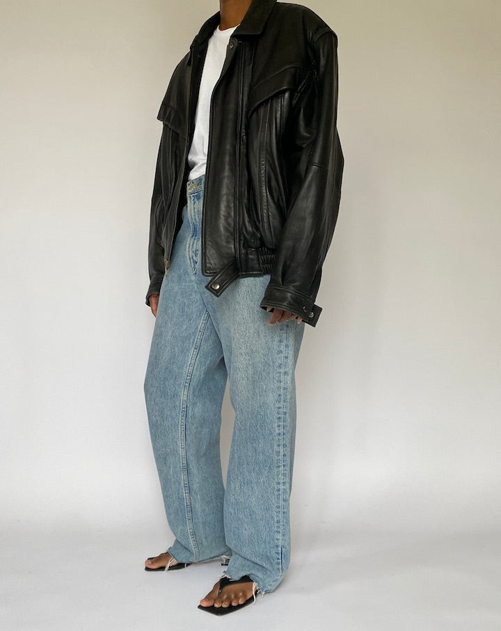 VINTAGE BLACK LEATHER JACKET 5025 2
